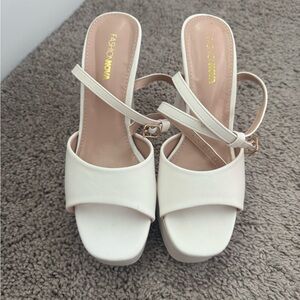 Fashion Nova Cream Platform Sandals